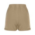 thumbnail image 5 of Summer Clearance 2025! Womens Plus Size Pants,Women's Summer Cotton And Linen Solid Color Ruffled Loose Button Shorts With Pockets, 5 of 5