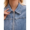 thumbnail image 5 of DARING DIVA Women's Lightweight Zip Up Collar Denim Jacket S Light Blue, 5 of 7