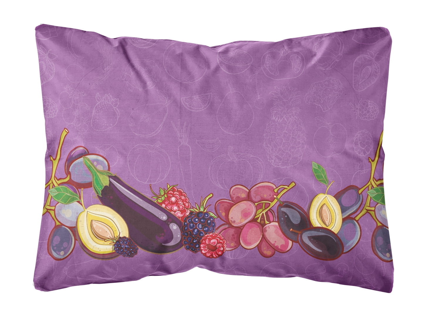 Fruits And Vegetables In Purple Canvas Fabric Decorative Pillow