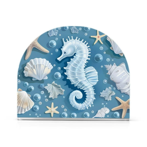 Hippocampus Starfish Shells Napkin Holder for Table Clear Napkin Stand Paper Holder Acrylic Organizer Dispenser Napkins for Dinner Kitchen Restaurant Room