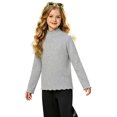 thumbnail image 2 of Krdevn Kids Mock Neck Long Sleeve Top Modal Soft Embroidered Floral Tee Stretchy Slim Fit Base Shirt for Casual Daily Outdoor Fall Spring Wear,4-5 Years, 2 of 4