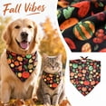 thumbnail image 2 of Fall Dog Bandana with Autumn Pumpkin Print, 1 Piece, Black Tie-On Neck Scarf for Small Dogs and Cats, Pet Bib, 2 of 7