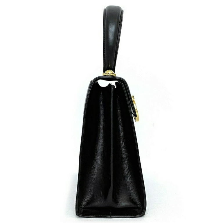 Salvatore Ferragamo Pebbled Leather Gancini Flap Bag Black