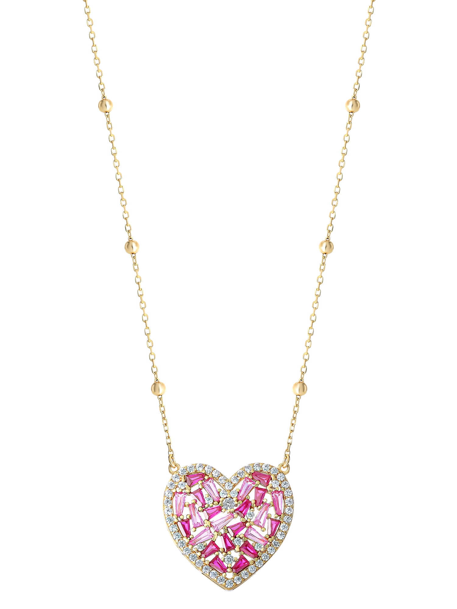 Brilliance Fine Jewelry Women's Sterling Silver 14kt Gold Plated  Heart Pendant, 18" Chain