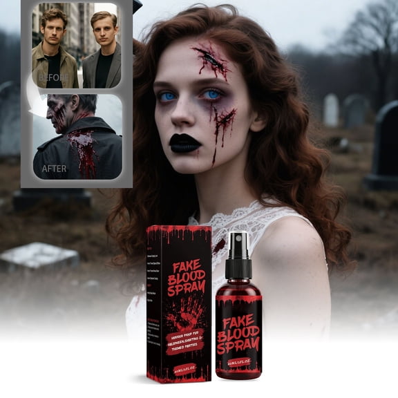 Portable Fake Blood Spray for Halloween, Skin Safe Washable Simulation Blood Makeup, Uniform Mist Blood Prop for Party, Stage, Movie Horror Themed Cosplay Decoration