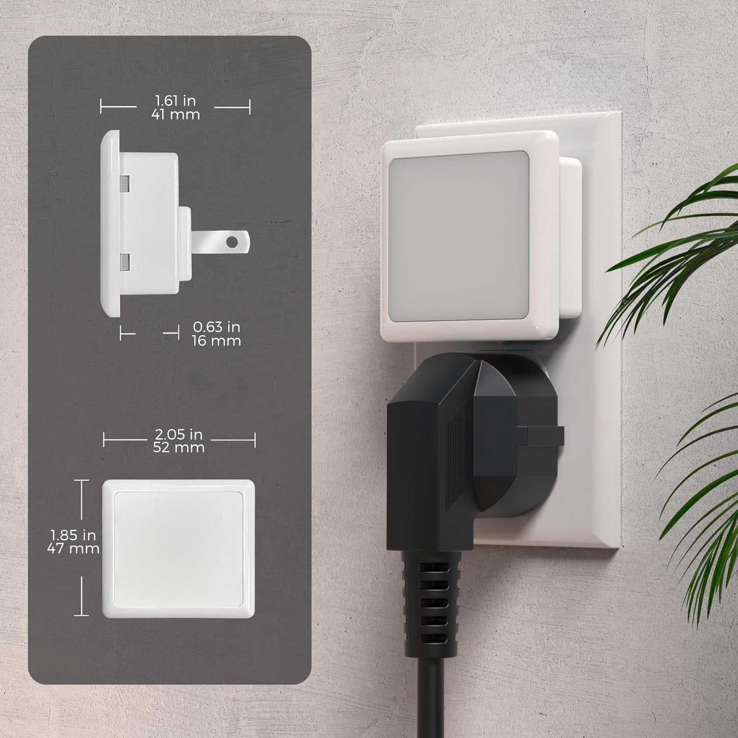 3CCT Night Lights Plug into Wall 2-Pack, 0.3W Plug in Night Light, Dusk to Dawn, Bright Nightlight Auto-On/Off, for Adults Kids Room Bedroom Bathroom Hallway Kitchen