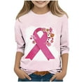 thumbnail image 1 of Pisexur T-Shirts à Manches Longues pour Filles, Motif Imprimé Décontracté, Col Rond, Fond de Teint, Rose, 3-4 Ans, 1 of 4