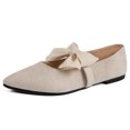 thumbnail image 7 of Hinvhai Pointed Toe Ballet Flats for Women Slip on Comfortable Flats with Bow Dressy Casual Work Shoes Beige 6(37), 7 of 7