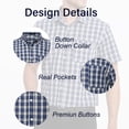 thumbnail image 4 of Mens Dress Shirts Plaid Button Down Shirt for Men Short Sleeve Oxford Collar Shirts for Casual Work Wear, 4 of 8