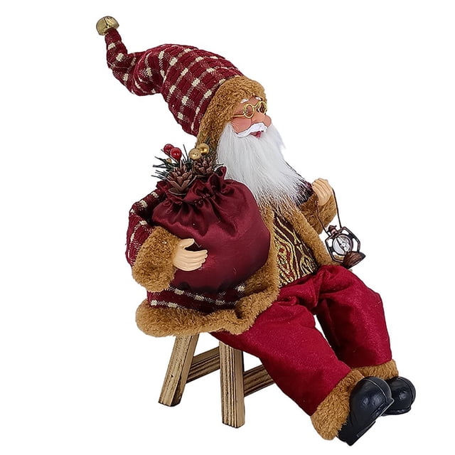 Adorable Santa Claus Shape Doll Decor Christmas Style Handmade Fabric Doll Model for Party