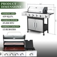 thumbnail image 2 of Nice Cooker 4-Burner Propane Gas Grill with Side Burner, 46000 BTU Outdoor Grill with Porcelain-Enameled Cast Iron Grates and Pan, Double Layer Lid, Built-in Thermometer for Outdoor Cooking Patio BBQ, 2 of 8