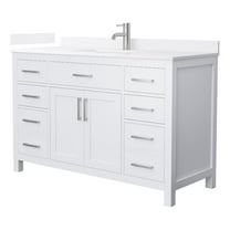 Beckett 54" White Single Vanity & White Quartz Top (1-Hole) & Nickel Trim