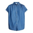 thumbnail image 3 of Time and Tru Women's Chambray Camp Shirt with Short Sleeves, Sizes XS-XXXL, 3 of 6