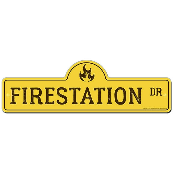 Firestation Street Sign | Indoor/Outdoor | Funny Home Decor for Garages, Living Rooms, Bedroom, Offices | SignMission personalized gift