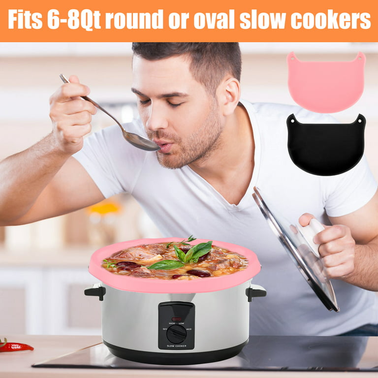 Kyoffiie Slow Cooker Liners Crock Pot Liner Leakproof & Easy Clean Silicone Divider Fit 6-8 Quarts Slow Cooker Oval or Round Pot, Size: 47, Black