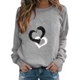 thumbnail image 2 of Chandails en Molleton à Capuche pour Femmes, Pull Mode Col Rond Saint-Valentin Décontracté Imprimé Amour Gris, 2 of 4