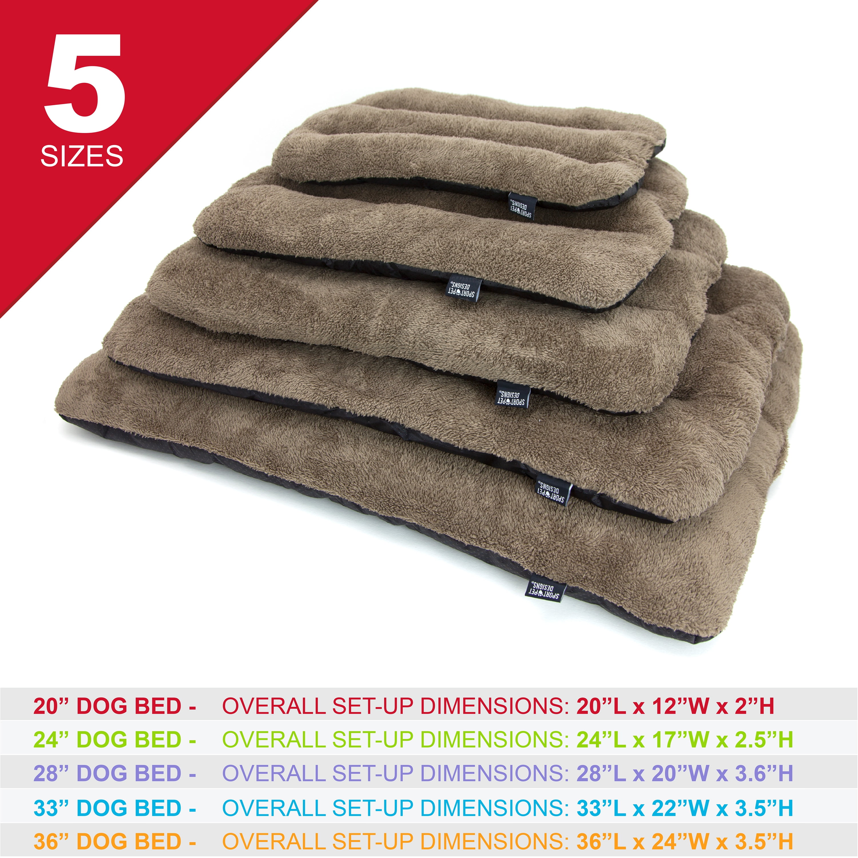 SportPet Designs Medium 33" Waterproof Dog Bed with Non Skid Bottom