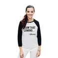 thumbnail image 2 of Thread Tank I Saw That Coming Karma Unisex 3/4 Sleeves Baseball Raglan White Black Small, 2 of 4