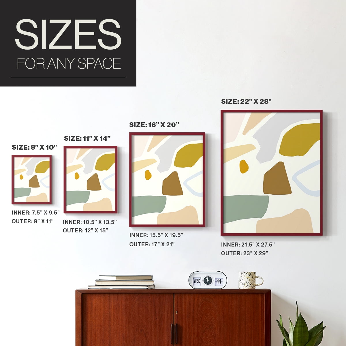 Pastel Splotches II Framed Print in Red Solid Wood Framed Print No Nail Hanging