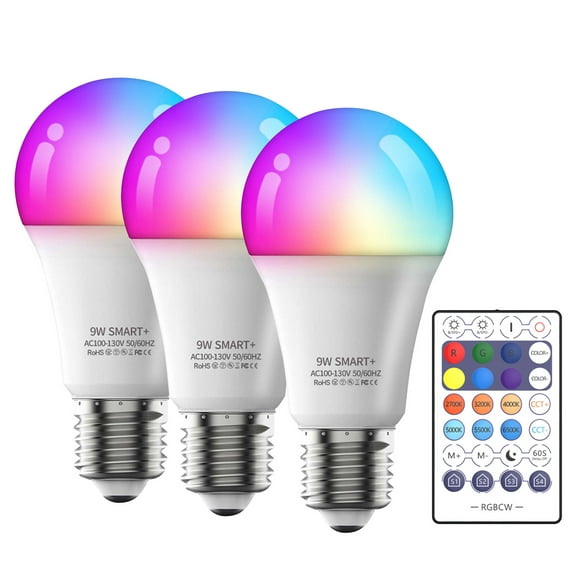 9W-110V Smart Light Bulb Wi-Fi LEDs Bulbs 2700K-6500K RGBW E26 Voice Control Timer for Home