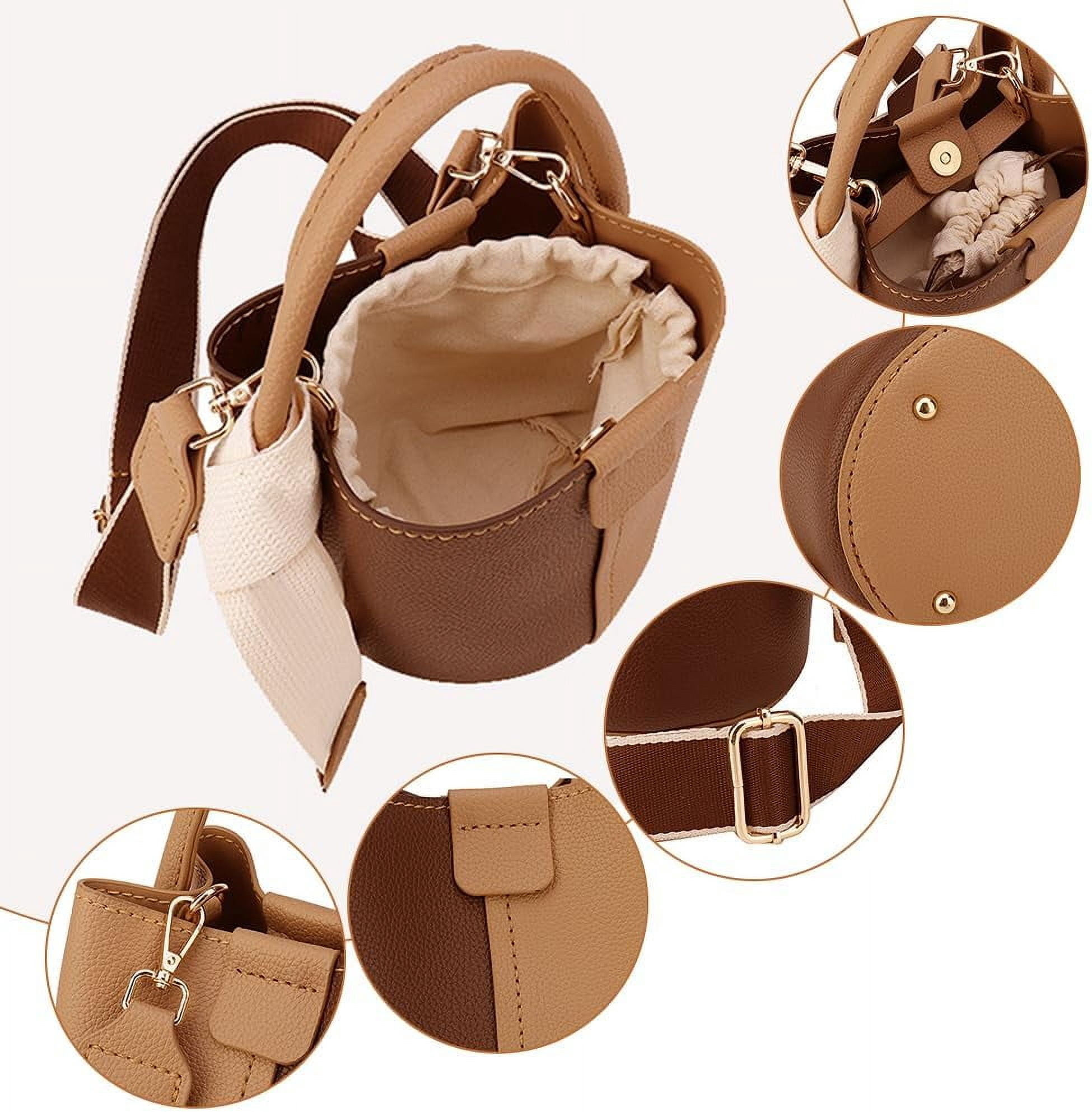 DIY PU Leather Bag Making Kit for Women Handbags Sewing Kit 6.7x6.7 Inch Brown