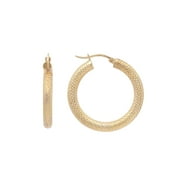 Rachel Koen Textured Round Hollow Hoop Earrings 14K Yellow Gold
