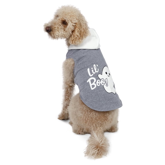 Vibrant Life Halloween Hoodie for Dogs, Lil' Boo, Gray, M
