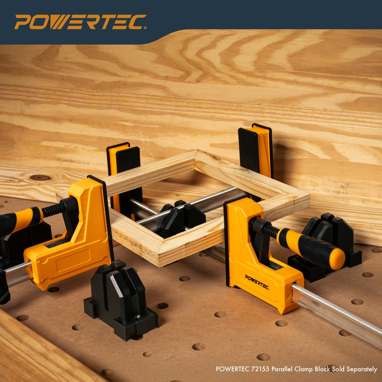 POWERTEC 2PK 48 Inch Parallel Clamps for Woodworking | 90 Degree Heavy Duty Steel Bar Jaw Clamp Spreader Tool (71602)