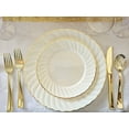 thumbnail image 5 of " OCCASIONS " 150pcs set (25 Guests)-Vintage Wedding Party Disposable Dinnerware Set Plastic Plates & Silverware w/double fork -10.25'', 7.5'' (Blossom Ivory & Gold Rim), 5 of 9