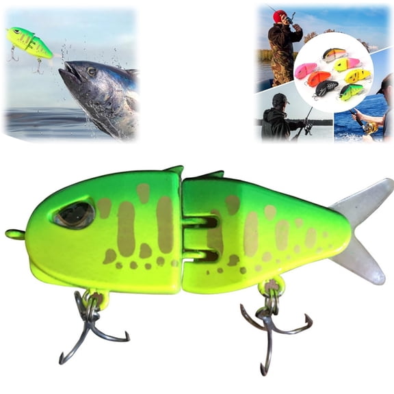 Glide Bait for Bass Fishing, Multi-Jointed Swimbait Wobbler, White Glide Baits with Soft Rubber Fins
