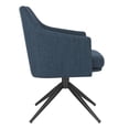 thumbnail image 3 of Dark Teal Blue Fabric and Black Swivel Armchair, 3 of 6