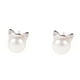 thumbnail image 1 of Pendientes Stud Aguja Gato Pendientes de perlas de plata Cute 925 Pendientes de plata, 1 of 6