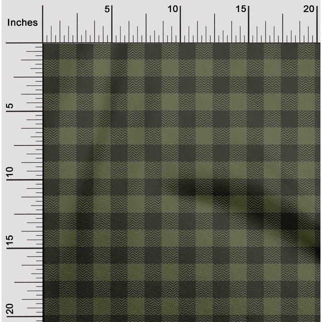 oneOone Tissu Polyester Lycra Vert Olive Tissu à Carreaux Vichy Matière de Robe Tissu Imprimé Tissu au Mètre 56 Pouces de Large