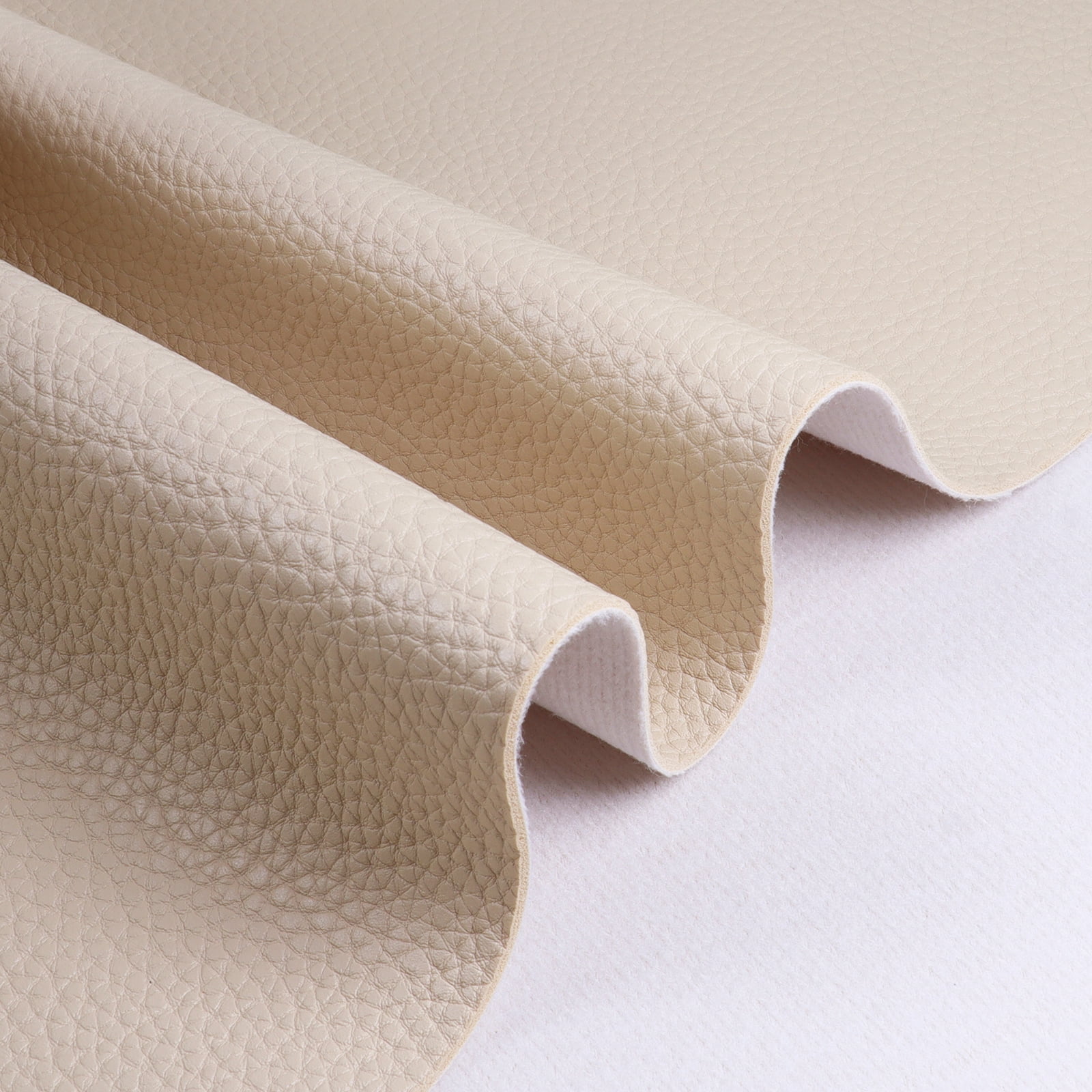 Faux Leather Fabric, Thick Durable Synthetic Upholstery Leather Vinyl for Crafts, DIY Sewing, Sofa Decorations Beige 54in Width