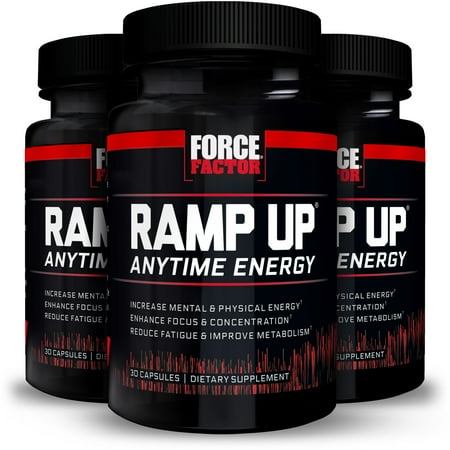 (3 pack) (3 pack) Force Factor Ramp Up Anytime Energy Sugar-Free Zero Calorie Energy Pill with B Vitamins, Green Tea Extract, Caffeine, 30 Ct.