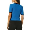 thumbnail image 3 of INSPIRE CHIC Women's Fitted Knit Crew Neck Contrast Color Short Sleeve Pullover Tops 2XL Blue, 3 of 6