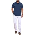thumbnail image 2 of INSPIRE CHIC Men's Collared Short Sleeve Double Chest Pockets Outdoor Polo Shirt XL Dark Blue, 2 of 5