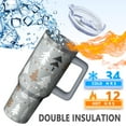 thumbnail image 2 of 40oz Insulated Tumbler with Handle - Winter Snowflake Stainless Steel,Double Wall Cup w/Straw Lid for Office Party, 2 of 4