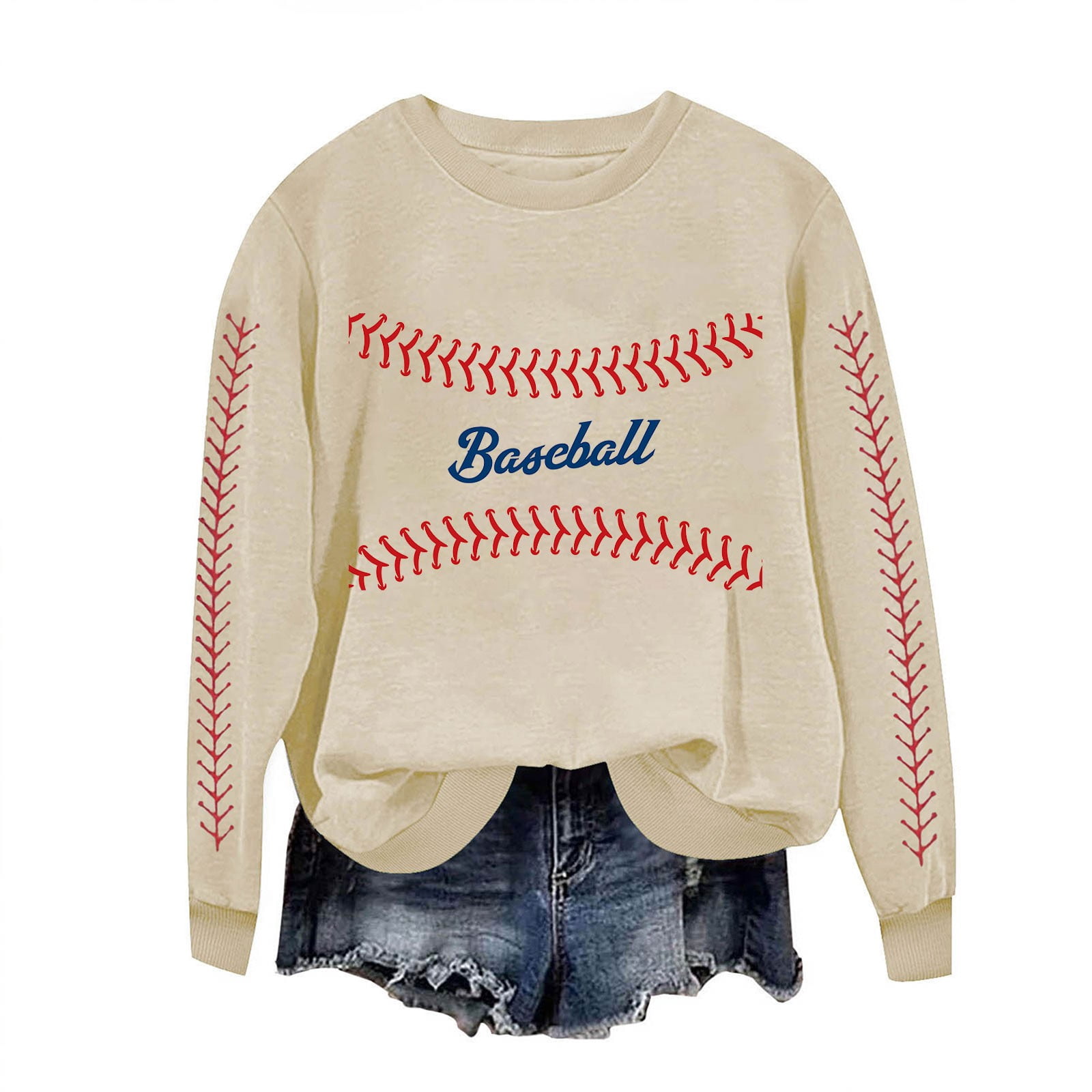 Game Day Baseball Sweatshirt for Women Long Sleeve Pullover Tops Casual Loose Crewneck Funny Baseball Mom Tunic Blouse