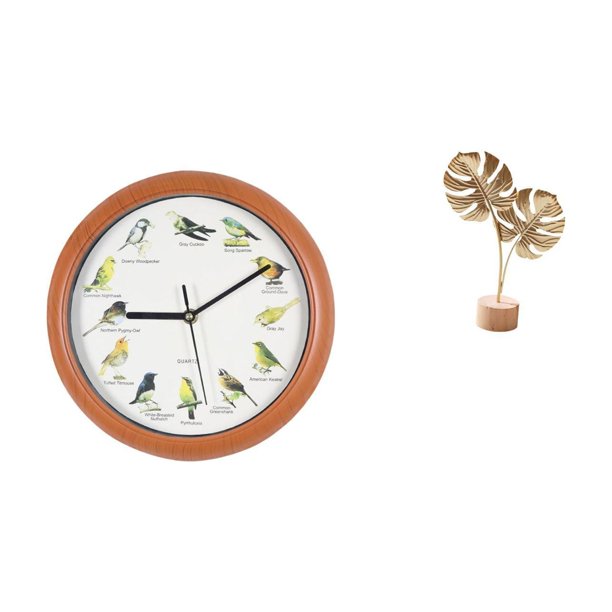Reloj de pared Pájaro cantor Relojes de pared Escultura de hoja de Figura de hoja con base Diseño moderno único Materiales adecuados para s