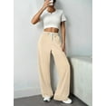 thumbnail image 2 of Women'S High Waist Loose Casual Drawstring Sweatpants Wide Leg Track Pants Fitness Pants with Pockets Beige XL, 2 of 5