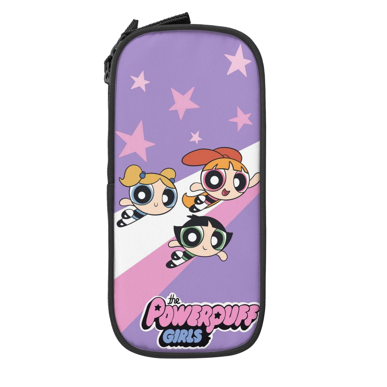 The Powerpuff Gi-rls Pencil Case Large Capacity Pencil Pouch Pen Bag Office Stationery Organizer Travel Makeup Bag Black