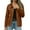Brown, variant on Womens Faux Suede Jacket Casual Lapel Collar Button Down Outerwear Novelty Shacket Jackets Long Sleeve Going Out Travel Warm Coat