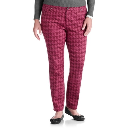 Faded Glory Women's Plus-Size Houndstooth Printed Denim Skinny Jeans