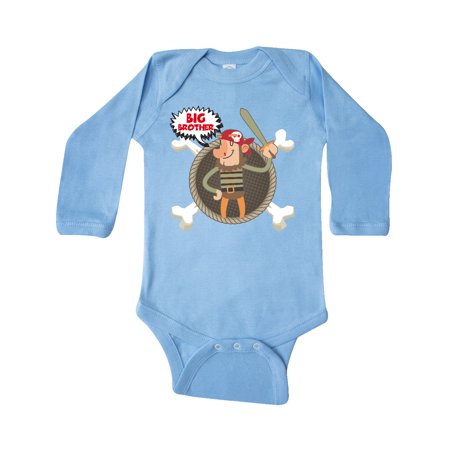

Inktastic Big Brother Pirate Gift Baby Boy Long Sleeve Bodysuit