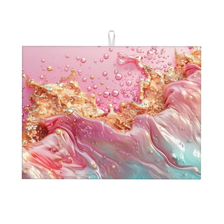 

Ocsxa Abstract Pink Gold Splash Dish Drying Mat for Kitchen Counter Coffee Bar Coffee Station Accessories Absorbent Coffee Mat Kitchen Drying Mat Easy Clean 18x24 Inch