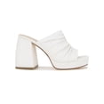 thumbnail image 2 of KENNETH COLE NEW YORK Womens White 1" Platform Ruched Padded Anika Open Toe Sculpted Heel Slip On Heeled Mules Shoes 5, 2 of 4