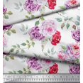 thumbnail image 2 of Soimoi Pink Poly Georgette Fabric Leaves & Rose Flower Decor Fabric Printed BTY 52 Inch Wide, 2 of 3