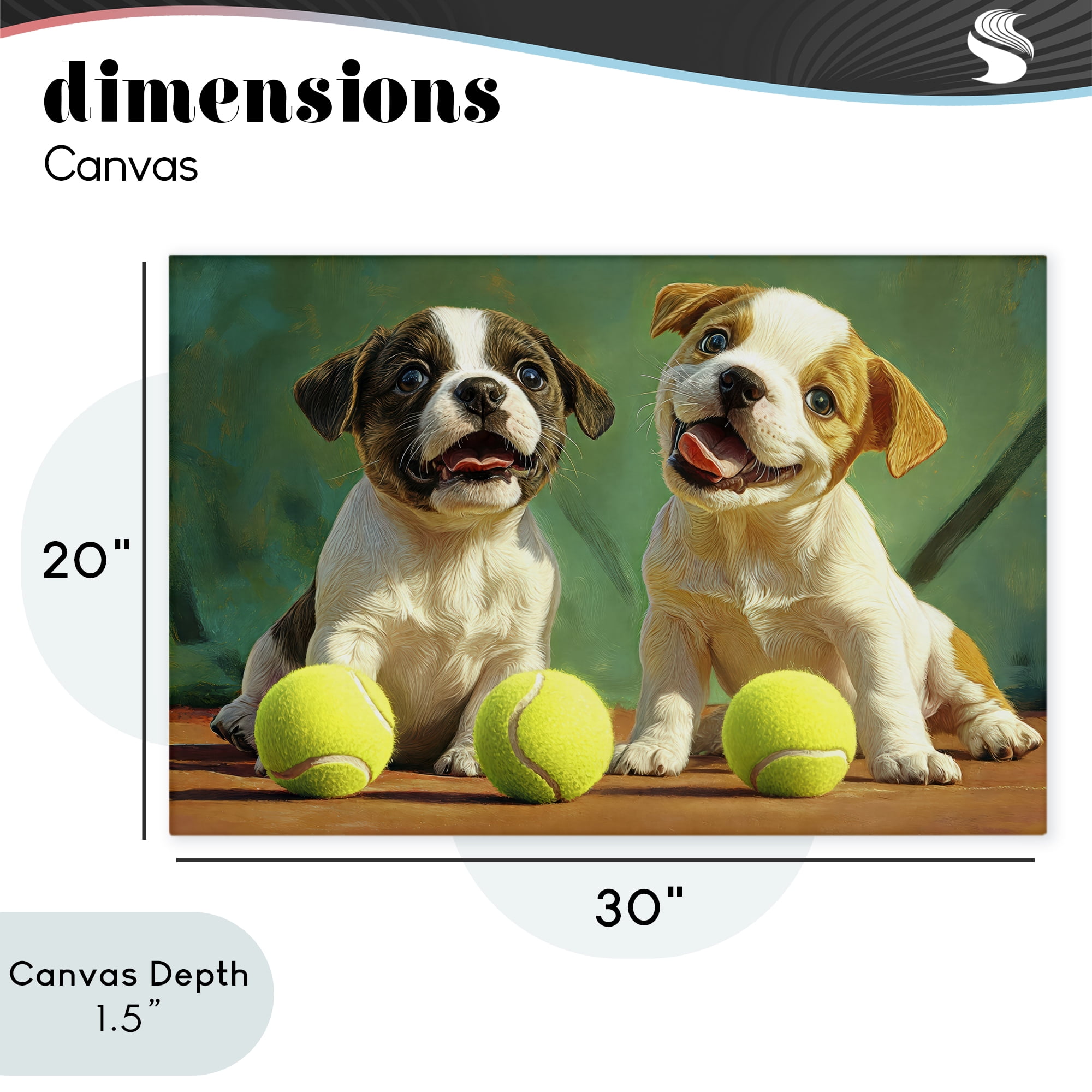 Stupell Industries Adorable Puppies with Tennis Balls Canvas Wall Art, design by Imagine It Images