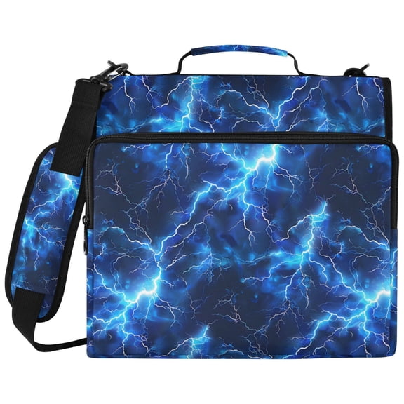 ALAZA Zipper Binder Blue Lightning Pattern 2 inch 3 Ring 500 Sheet Capacity Trapper Keeper File Folder Organizer Bag